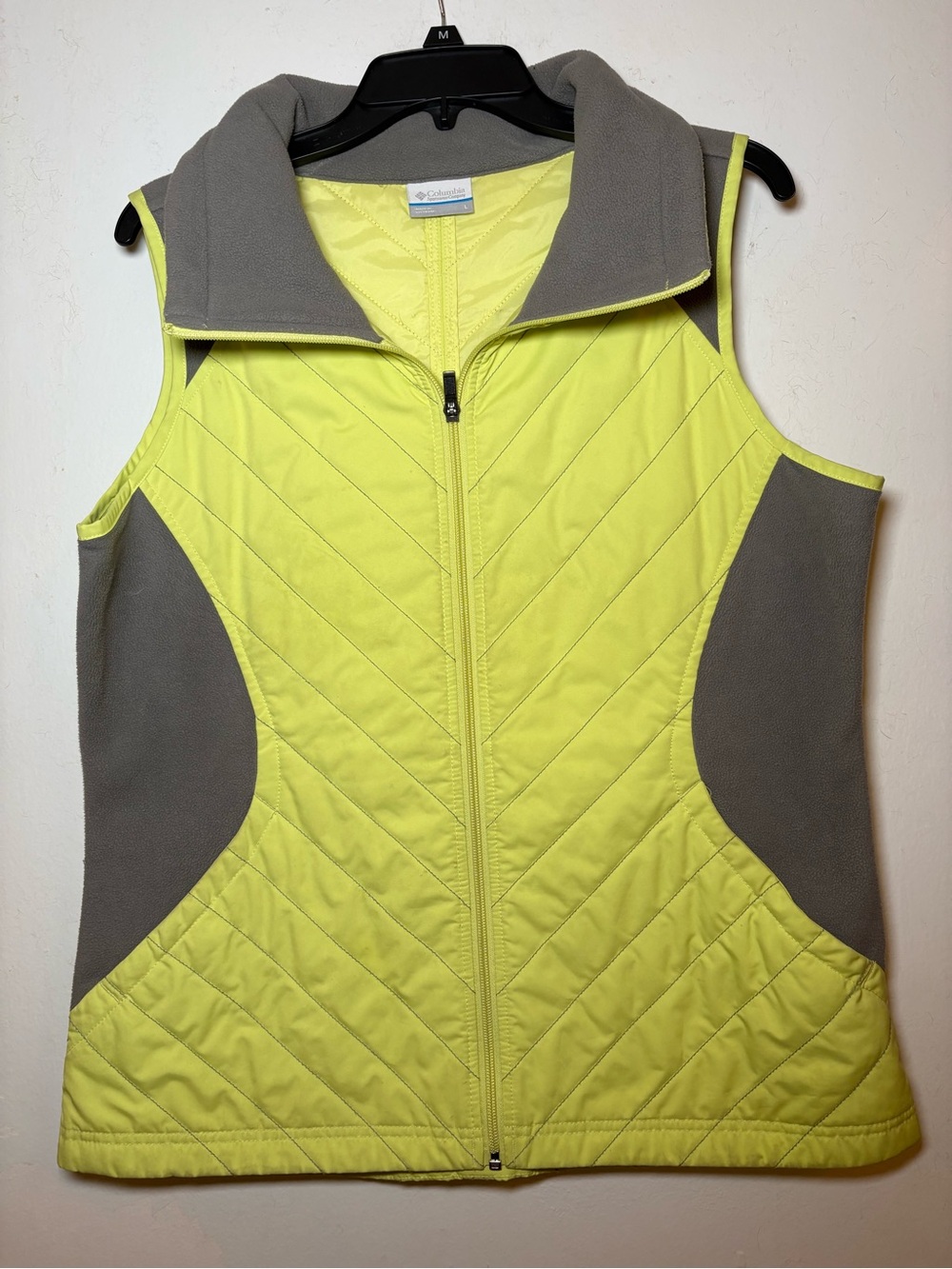 Columbia Women's Lime Yellow & Gray Quilted Vest